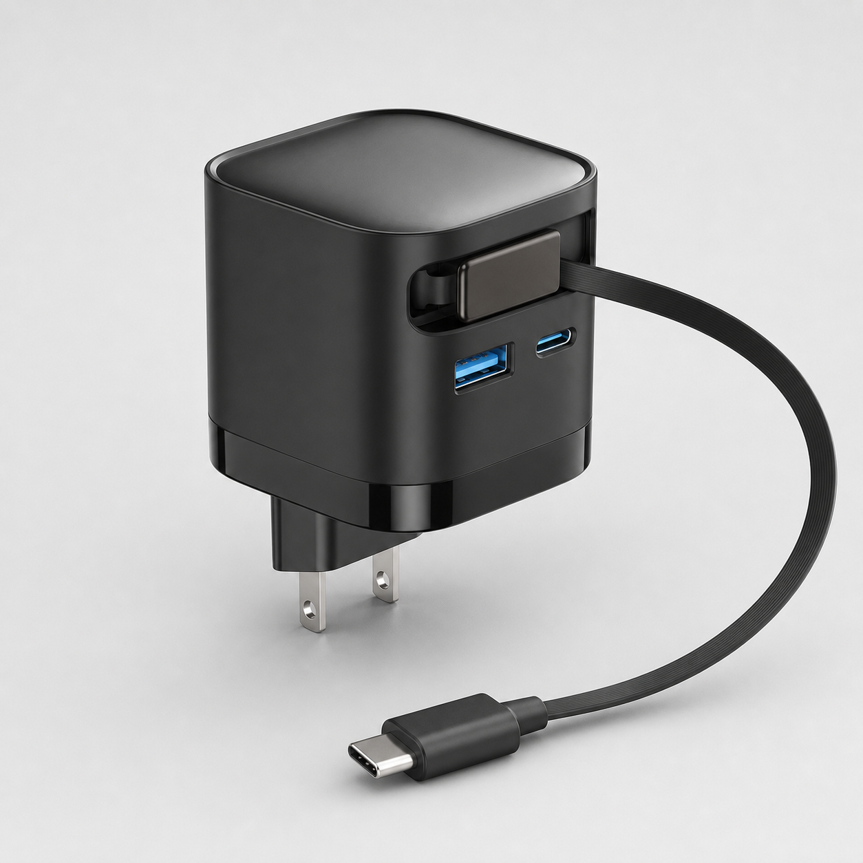 65W GaN Charger with Retractable USB-C Cable