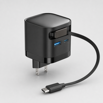 65W GaN Charger with Retractable USB-C Cable